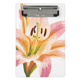 Pink Lily Blume | Aquarellfarbene Blütenmalerei Mini Klemmbrett