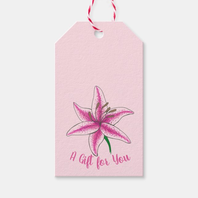 Pink Lily Blume Blumengarten Party Spring Lilie Geschenkanhänger (Vorderseite)