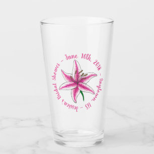 Pink Lily Blume Brautparty Gastgeschenk Hochzeit Glas