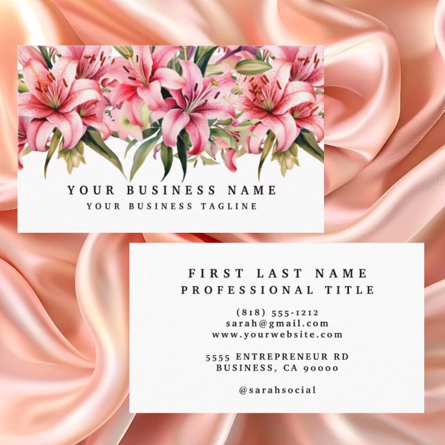 Pink Lily Blume Business Cards Visitenkarte (Von Creator hochgeladen)