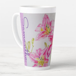 Pink Lily Blume Floral Lilium Wasserfarbene Girls Milchtasse