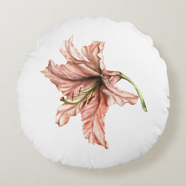 Pink Lily Blume Rundes Kissen (Vorderseite)