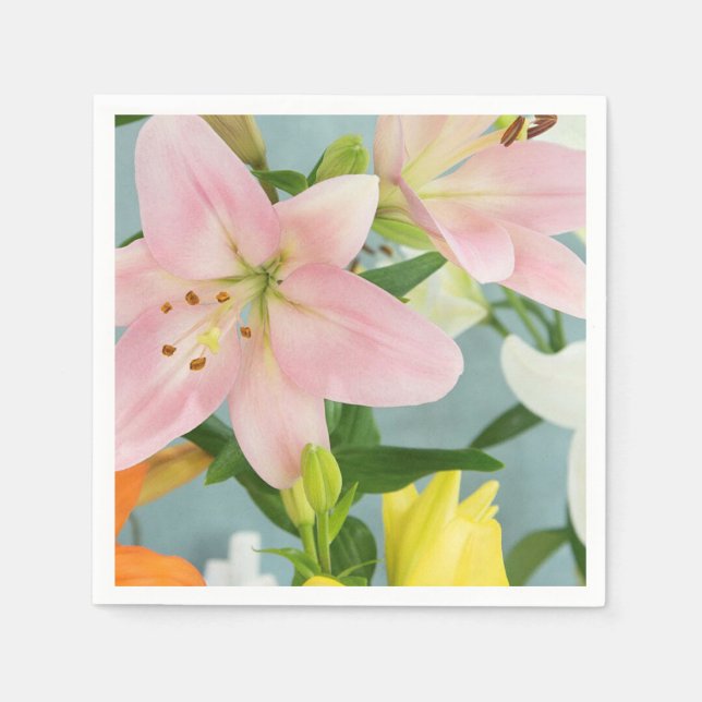 Pink Lily Cocktail Napkin Serviette (Vorderseite)