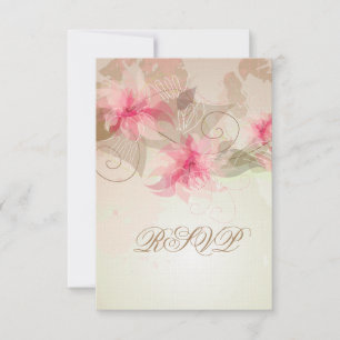 Pink Lily Floral RSVP Karte