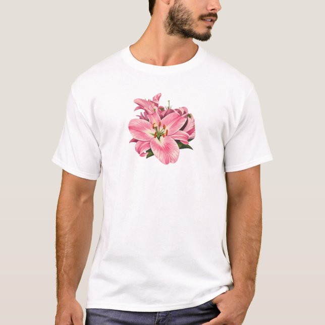 Pink Lily Flower Bouquet T-Shirt (Vorderseite)
