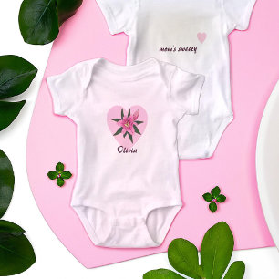 Pink Lily Heart Baby Strampler