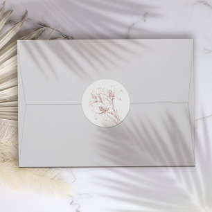 Pink Lily Kontur Wedding Runder Aufkleber