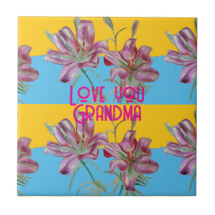 Pink Lily Lilien Kunst Oma Namensdekoration Fliese