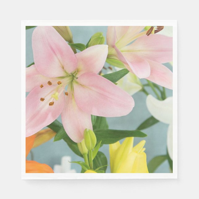 Pink Lily Luncheon Napkin Serviette (Vorderseite)
