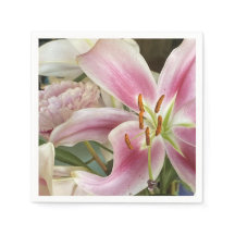 Pink Lily & Peony Napkins