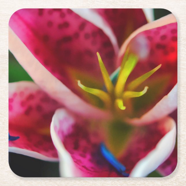 Pink Lily Rechteckiger Pappuntersetzer (Vorderseite)