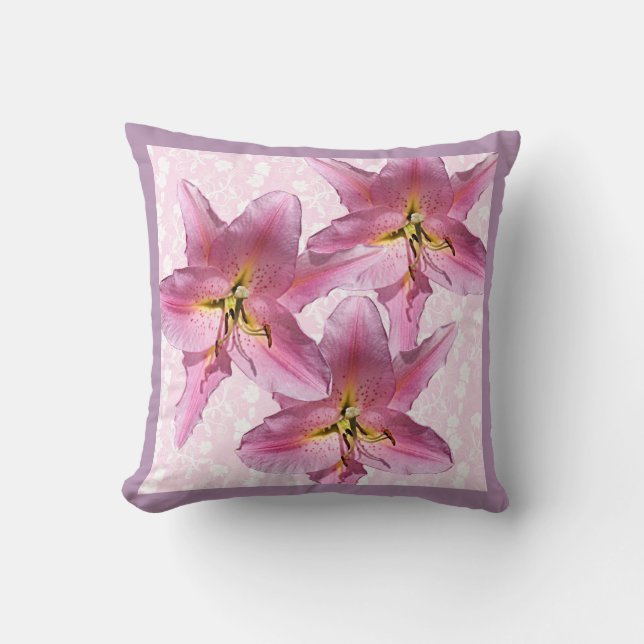 Pink Lily Throw Kissen 3 (Vorderseite)