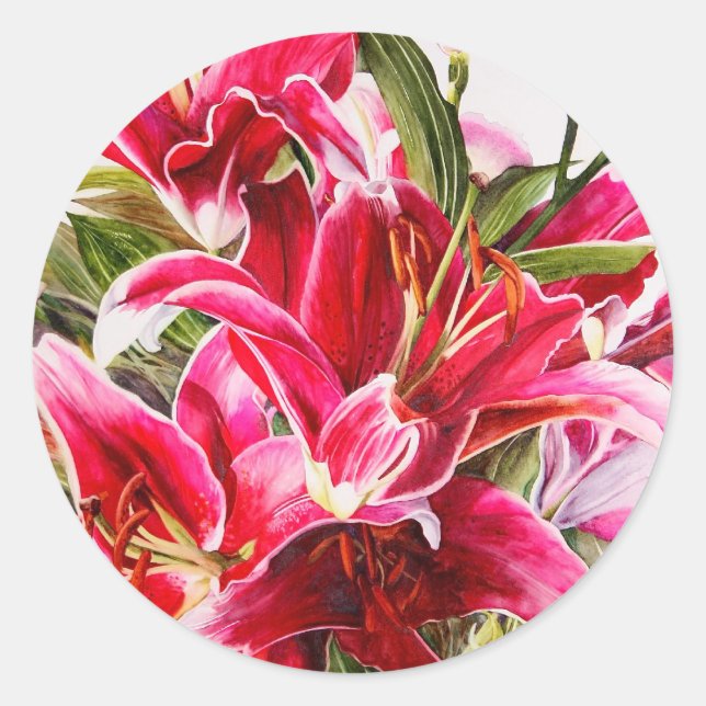 Pink Lily Wedding Umschlag Aufkleber Sticker (Vorderseite)