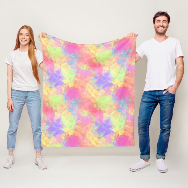 Pink Lime Green Lila Blue Polygon Art Muster Fleecedecke (Beispiel)