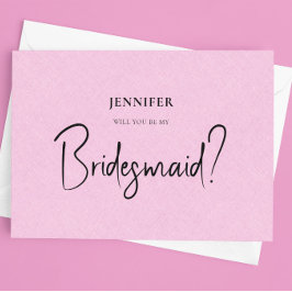 Pink Linde White Script wird Sie meine Bridesmaid Einladung