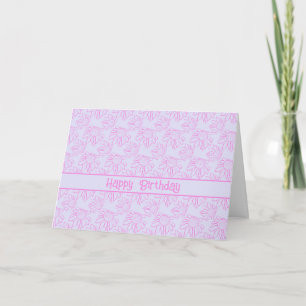 Pink Line Blume Muster Lila Happy Birthday Karte