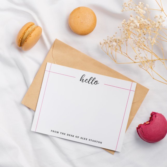 Pink Lines Hello from Desk of Mitteilungskarte (Von Creator hochgeladen)