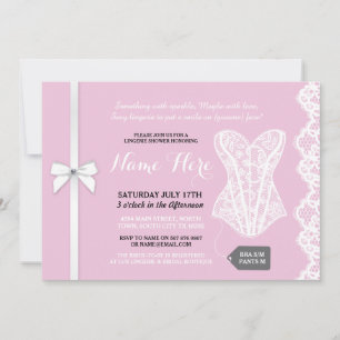 Pink Lingerie Dusche Invite White Lace Bridal Einladung