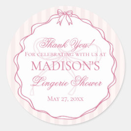 Pink Lingerie Shower Bachelorette Party Favor Runder Aufkleber