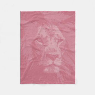 Pink Lion Face Head Fleecedecke