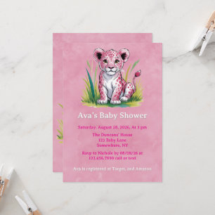 Pink Lion Girl Babydusche Einladung