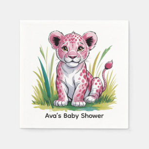 Pink Lion Girl Babydusche Serviette