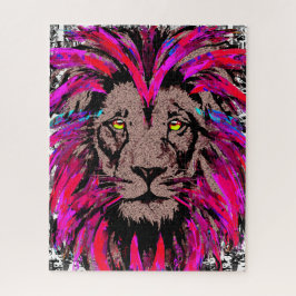 Pink Lion Head Puzzle - Lion Face Portrait Zeichne