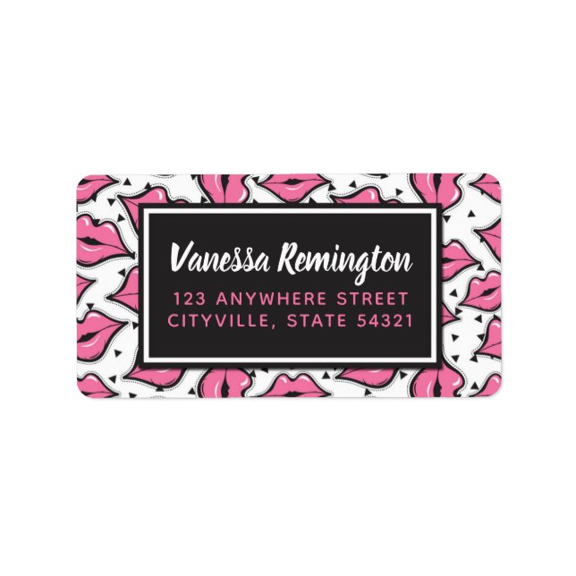 Pink Lip Kiss Lipstick & Beauty Distributor Custom Adressaufkleber (Vorne)
