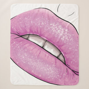 Pink-Lippenfarbenglanz mit Zähnen Sherpadecke
