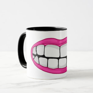 Pink Lippenstift Lächeln mit großen Zähnen Tasse
