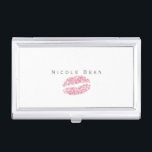 Pink Lips Glitzer Kiss Glam Visitenkarten Inhaber Visitenkarten Etui<br><div class="desc">Pink Lips Glitzer Kiss Glam Business Card Inhaber. Passen Sie den Text an oder verließ ihn leer.</div>