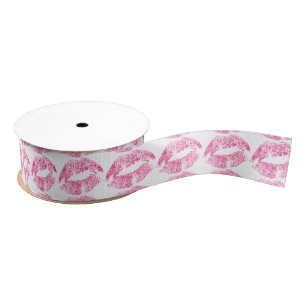Pink Lips Glitzer Pattern Ripsband