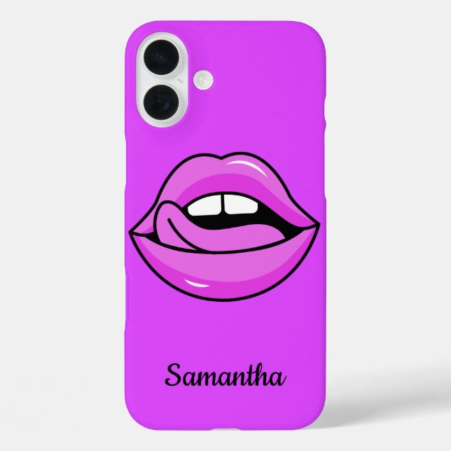 Pink Lips individuelle Name Gehäuse Case-Mate iPhone Hülle (Rückseite)