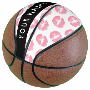 Pink Lips, Kiss, Lipstick, Ihr Name, Personalisier Basketball