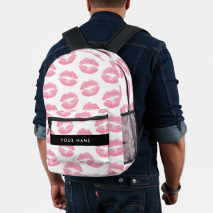Pink Lips, Kiss, Lipstick, Ihr Name, Personalisier Bedruckter Rucksack