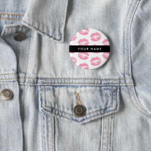 Pink Lips, Kiss, Lipstick, Ihr Name, Personalisier Button