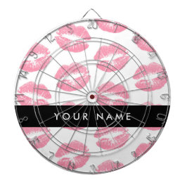 Pink Lips, Kiss, Lipstick, Ihr Name, Personalisier Dartscheibe