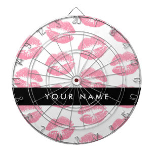 Pink Lips, Kiss, Lipstick, Ihr Name, Personalisier Dartscheibe