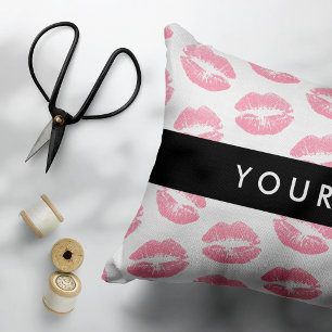 Pink Lips, Kiss, Lipstick, Ihr Name, Personalisier Dekokissen