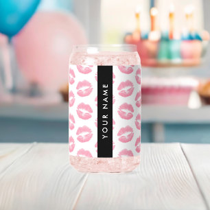 Pink Lips, Kiss, Lipstick, Ihr Name, Personalisier Dosenglas