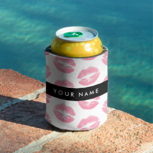 Pink Lips, Kiss, Lipstick, Ihr Name, Personalisier Dosenkühler