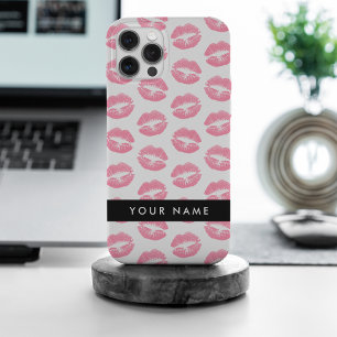 Pink Lips, Kiss, Lipstick, Ihr Name, Personalisier iPhone 15 Pro Max Hülle