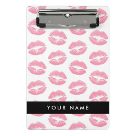Pink Lips, Kiss, Lipstick, Ihr Name, Personalisier Mini Klemmbrett