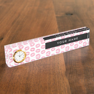 Pink Lips, Kiss, Lipstick, Ihr Name, Personalisier Namensplakette