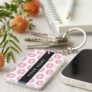 Pink Lips, Kiss, Lipstick, Ihr Name, Personalisier Schlüsselanhänger