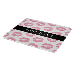 Pink Lips, Kiss, Lipstick, Ihr Name, Personalisier Schneidebrett