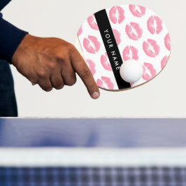 Pink Lips, Kiss, Lipstick, Ihr Name, Personalisier Tischtennis Schläger