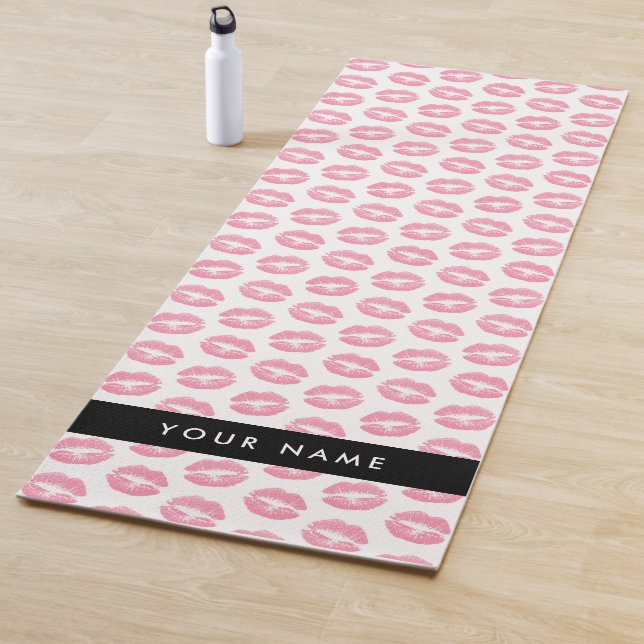 Pink Lips, Kiss, Lipstick, Ihr Name, Personalisier Yogamatte (Beispiel)