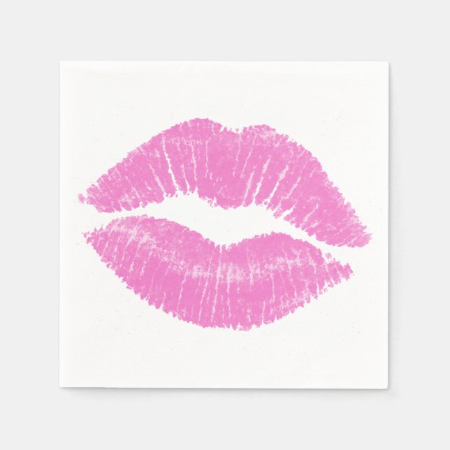 Pink Lips Lipstick Lippenstift Makeup Schönheit Serviette (Vorderseite)
