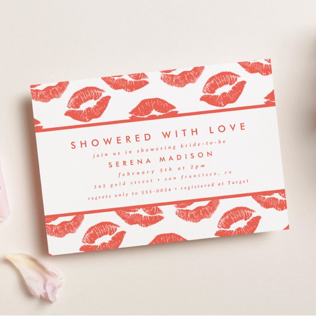 Pink Lips Love Valentine Bridal Shower Einladung (Von Creator hochgeladen)
